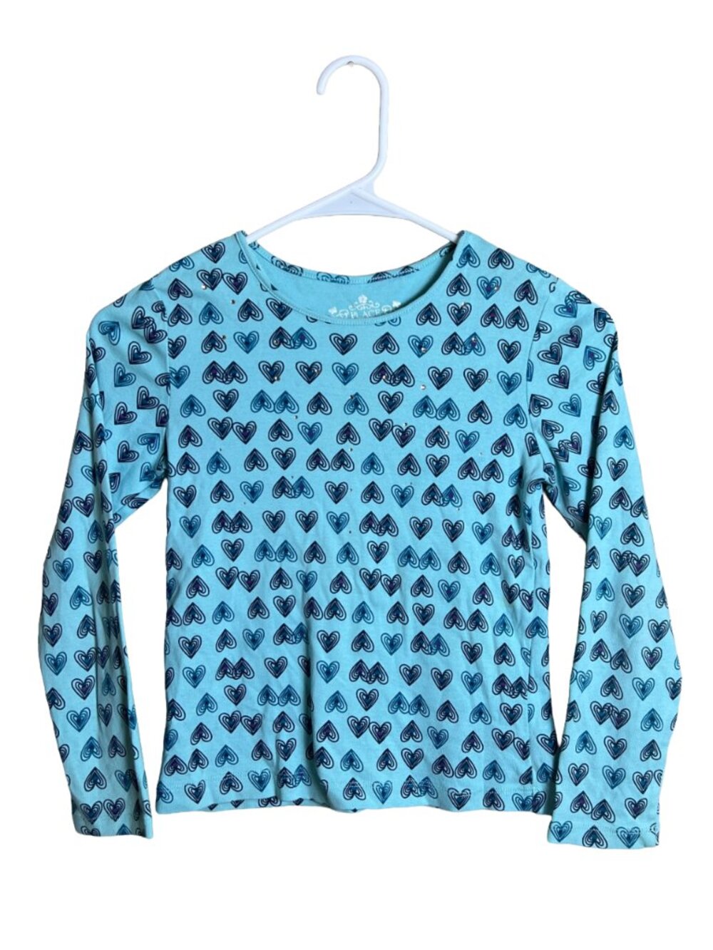 Vintage The Children’s Place Heart Print Top Teal 7/8